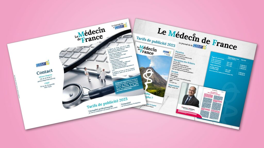 Agence communication Aliénor Consultants Médecins de France pages tarifs pub
