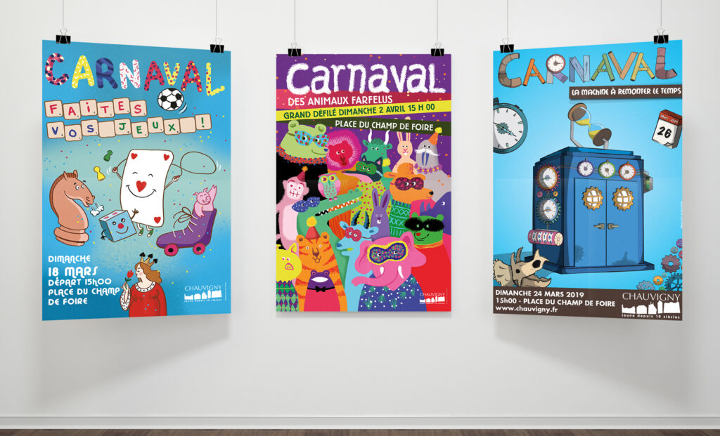 Agence communication Aliénor Consultants Chauvigny affiches carnaval